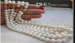 Fine Pearl Jewellery white Tahitian pearl necklace 14K 18 inch 6pcs2540368