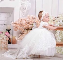 Christening dresses Ivory white baby Christmas lace girl dress with glittering sequins Baptist Party newborns first communion Q240507