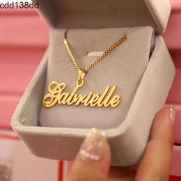 Pendant Necklaces Pendant Necklaces Gold Box Chain Custom Jewellery Personalised Name Necklace Handmade Cursive Nameplate Choker Women Men Bijoux BFF Gift