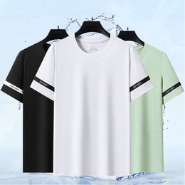 T-shirt men Round collar half sleeve T-shirt Japanese black stitching loose solid color casual short sleeve T-shirt men