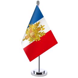 Accessories Mini Flag Of France Fleurdelis Banner Meeting Boardroom Table Desk Stand Flag Set French Iris Emblem Room Office Decoration