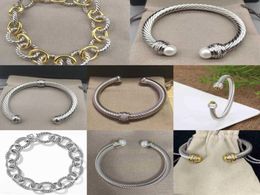 Luxury Bangle Designer Hemp Ring Bracelets ed pearl Thick 7MM Dy Wire Chain oval Bracelet Jewellery Designers Men Jewelrys Love6732827