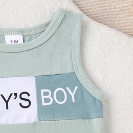 Clothing Sets Baby Boys Contrast Color Set Round Neck Letter Print Tank Tops Elastic Waist Shorts Toddler 2 Piece Father S Boy Outfits