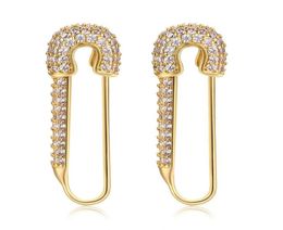 Safety Pin silver Hoop Earrings for Women Girls with Cubic Zirconia Dangle Drop Stud Post Pave earrings6815440