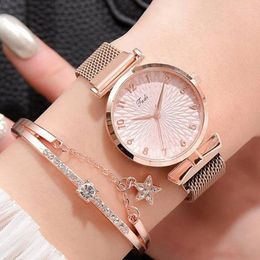 Wristwatches Luxury Women Bracelet Quartz Watches For Magnetic Watch Ladies Sports Dress Pink Dial Wrist Clock Relogio Feminino