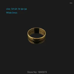 Cluster Rings Simple Style18K Gold Color Fashion Jewelry Men Women Unisex Wide 3MM Middle East/Russia/Arabic/African/Brazil/Kenya