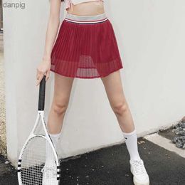 Skirts Summer Tennis Pleated Skirt with Shorts Pocket Underneath Gym Women Clothing Skort Quick Dry Sport Active Wear Running Y240508