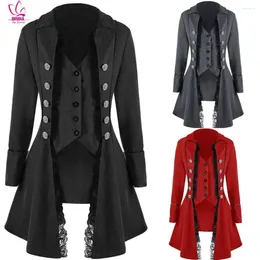 Women's Trench Coats Coat Women Vintage Suit Jacket Long Steampunk Retro Tailcoat Button Breasted Gothic Victorian Frock Y2k