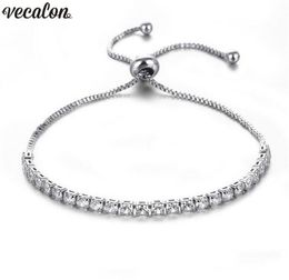 Vecalon Female Extend Bracelet 4mm Diamond White gold filled Crystal Engagement wedding Bracelets for women Jewelry4112603