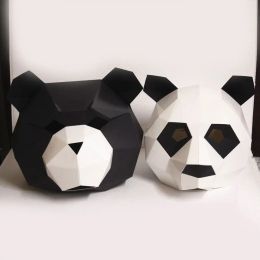 Masks Cosplay Masks Halloween Party Mask Supplies Panda Bear Costume Head Hood 3D Paper Model DIY Cartoon Handmade Face Cosplay Toys