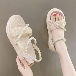 Girls' Sandals 2024 Summer New Versatile Soft Sole Children's Sandals Little Girls Middle Big Children Princess Shoes