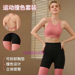 Designer Tops Sexy LUL Women Yoga Underwear SuitLUL Womens Summer Sports Bra Professional Tank Top Contrasting Color Shockabsorbing Gathering Fitness and Running