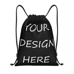 Shopping Bags Custom Your Po Text Print Drawstring Men Women Lightweight Design Here DIY Sports Gym Storage Backpack