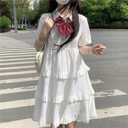 Party Dresses Short Sleeve Dress Women White Patchwork Daily Preppy Style Summer Birthday Kawaii Students Vestidos Mujer Ladies Clothing