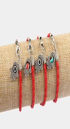 Dropshiping 20pcs Palm Hamsa With Colorful Turkish Eye Red Braided Leather Cord Bracelets Bangle Kabbalah Lucky Eye Charm Amulet J4482042