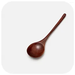 Dinnerware Sets Coffee Spoon Home Tableware Teaspoon Kitchen Accessories Wooden Natural Wood Small Round Soup