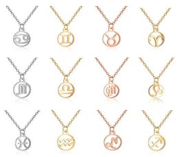 Sinogaa Stainless Steel Zodiac Sign Necklaces Pendants 12 Constellation Jewellery Virgo Leo Taurus Gemini Necklace Women Collar9548584