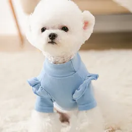 Dog Apparel Fashion Solid Colour Classic Clothes Pet Warm Puppy Winter Bottoming Shirts Teddy Sweater Trumpet Sleeves