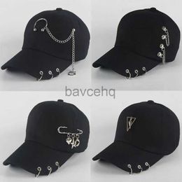 Ball Caps Fashion hip hop cotton baseball cap Creative Piercing Ring Caps Punk Adult Casual Solid Adjustable Unisex hat Snapback hats d240507
