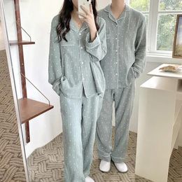 Women's Sleepwear Suit Vintage Piece Shirts Pyjamas Breasted Women Warm Wave Cotton Home Single Set Leisurewear Trousers Two Loose Point