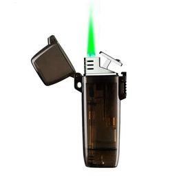 New Cigar Torch Lighter Outdoor Plastic Gas Unfilled Lighter Windproof Green Flame Jet Flame Lighter Refill Gas Unfilled