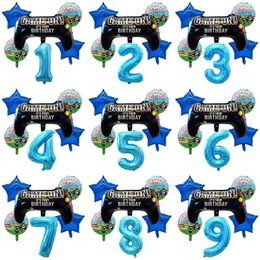 Party Decoration 6pcs/lot Black Blue Number Foil Balloons Boys Video Game Theme Event Supplies Birthday Kids Gamepad Gifts