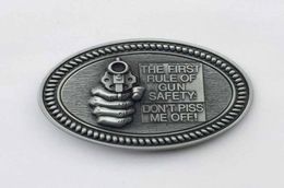 Oval 3D The First Rule of Gun Safety Belt Buckle SWBY710 suitable for 4cm wideth snap on belt with continous stock7324186