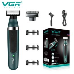 Electric Shavers VGR Beard Razor Professional Hair Removal Cordless Beard Trimmer Rechargeable Household Safety Mens Razor V-393 T240507