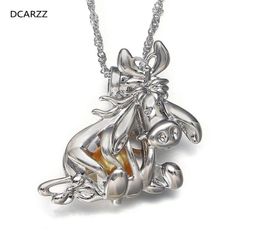 DCARZZ Cartoon Eeyore Necklace Stainless Steel Pearl Cage Pendant Fashion Jewellery Party Necklaces DIY Pearls Women Gift4895285