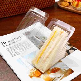 Disposable Dinnerware Sandbox container triangular disposable plastic cake cheese food wedge-shaped box pie cover with slices take out Q240507