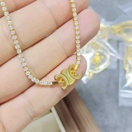 Cel Triumphbogen Anhänger Kristall Halskette Minimalistische Schlüsselbeinkette Voller Diamant Super Sparkling Minimalist Vielseitiger Gold Damen