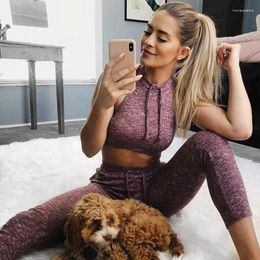 Yoga Outfits Workout Clothes For Women 2 Pieces Set Crop Top Sport Athletic Breathable High Waist Gym Leggings Seamless Fitness Active Wear