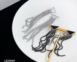 Designer Earrings Triangle Fashion Dangle Diamonds Earring Womens Black Long Earring Letter Stud Earring Designers Luxury Jewellery 5848017