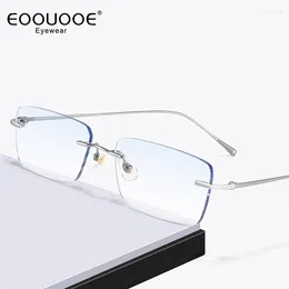 Sunglasses Frames Gradient Coloured Lenes Eyewear Men's Pure Titanium Optical Glasses Myopia Oculos Frame Rimless Grey Sun Eyeglasses