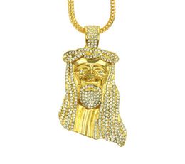 Gold Colour JESUS Christ Piece Head Face Hip Hop Pendant Necklace Charm Chain For Men and Women Trendy Holiday Accessories5102712