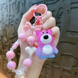 New Gradual Strawberry Bears String Phone Key Hanging Chain Pendant Bag Accessories Cute and Exquisite Keychain Gift