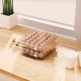 Storage Bottles Transparent Lid Egg Holder Capacity Double Layer Container With Timer Scale Space-saving Refrigerator Rack