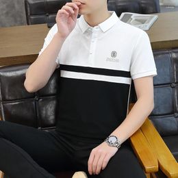 Men's Polos 2024 Summer Stripes Polo Shirt For Men Fashion Slim Fit Casual Lapel Collar T-shirts Business Social Tee Tops Clothing