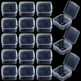 Display 48 Packs Clear Small Plastic Containers Transparent Storage Box with Hinged Lid for Items Crafts Jewellery Package Clear Cases