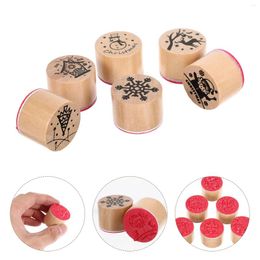 Storage Bottles 6pcs Christmas Stampers Kids DIY Crafts Stamps Xmas Inking Stamper Gift