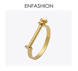 Enfashion Shackle U Cuff Bracelet Noeud Armband Gold Colour Screw Bangle Bracelet For Women Bracelets Manchette Bangles J1907223471775