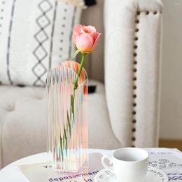 Vases Acrylic Vase 3D Geometry Flower Pot Nordic Wave Shape Not Fragile Holder Home Decorat