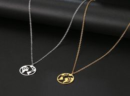 Stainless Steel Necklace World Map Pendant Globe Charm Boho Jewellery For Women Wanderlust Earth Choker Travel Gifts6052539