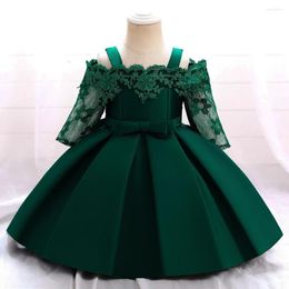 Girl Dresses Toddler Baby Flower Party Girls Chritsmas Costumes Long Sleeve Baptism 1st Birthday Dress For Kids Wedding Princess Gown