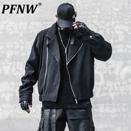 Men's Jackets PFNW Niche Design Darkwear Functional High-end Loose Fitting Short Lapel Thick Motorcycle Zipper Jacket For Men 12Z4384