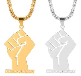 Black Lives Matter African Pendant Necklaces for Women Men Gold Colour Fist Necklace Stainless Steel Africa Ornament Jewellery Gift7828691