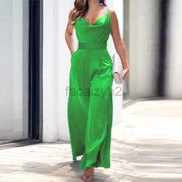 Casual Dresses Designer Dress Summer New Women's Solid Color Sexy V-Neck Waist Tie Up Sling jumpsuit Plus size Dresses