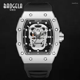 Wristwatches BAOGELA 2024 Watch Domineering Barrel Hollowed Out Skeleton Luminous Sports Silicone Men's Watches 50.5mm
