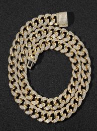 12MM Iced Miami Diamond Cuban Link Chain Real 14k Yellow Gold Solid Full Real Icy Chocker 1624inch Cubic Zirconia Jewelry4585209