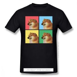 Men's T-Shirts Cheems Doge Cover Printed Cotton T-shirt Steam Aesthetics Visual Art Style Internet Meme Vintage Graphic Mens Summer TopL2405